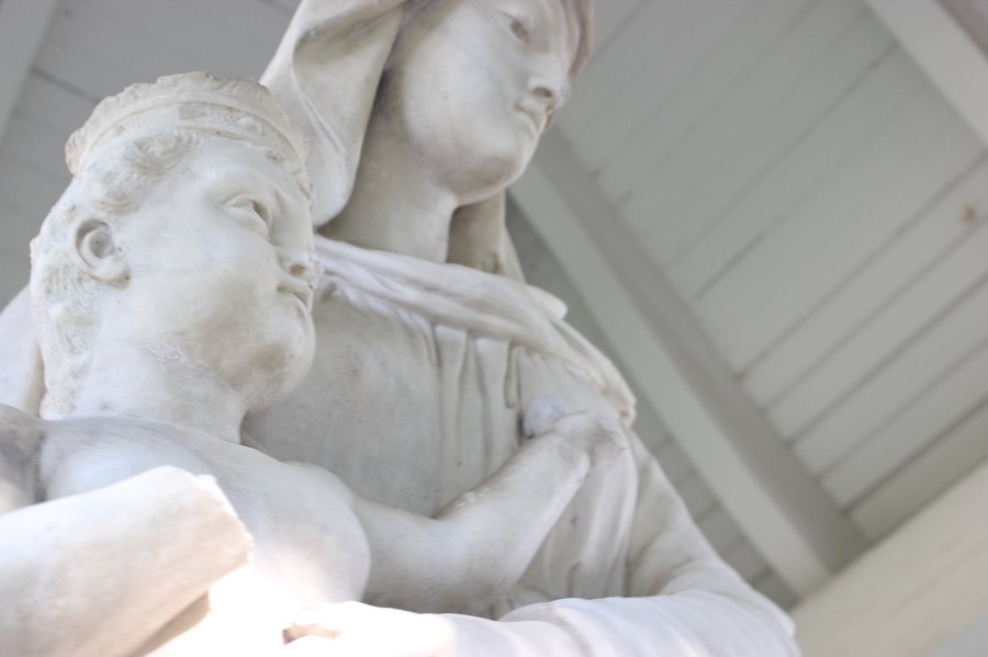 Unknown vandals deface two statues on Marywood campus