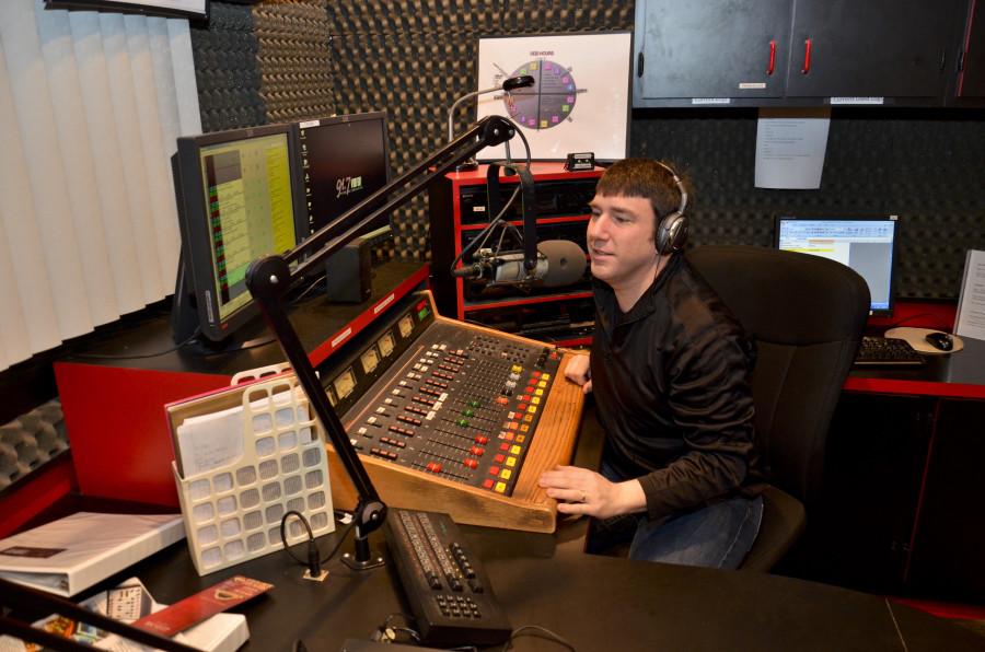 Joseph Chrobak, senior communication arts major,  broadcasts on VMFM 91.7, Marywood's student run radio station that was just awarded Electric City's Best College Radio station.