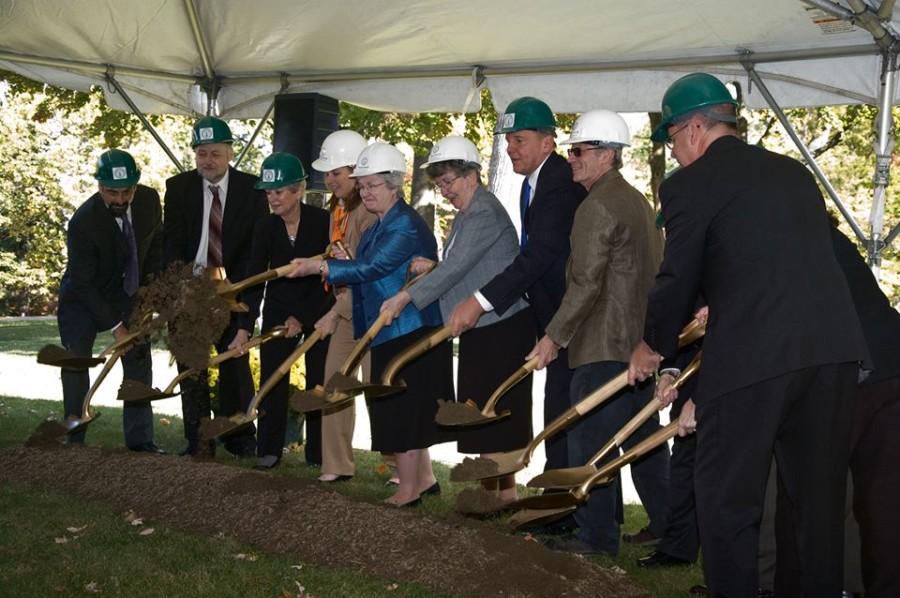 Sr. Anne Munley, IHM, Ph.D, along with other Marywood trustees take part in the ceremonial ground breaking for the Learning Commons