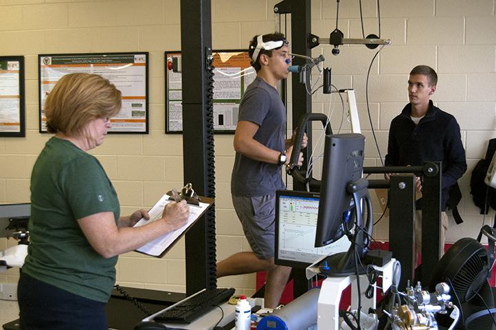 Prospective students got a taste for what goes on in a Human Physiology Lab at the Open House.