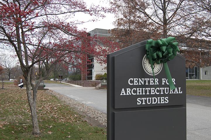 Green bows decorate the buildings that represent Marywood alumni, family, and friends whose generous donations made each facility possible.