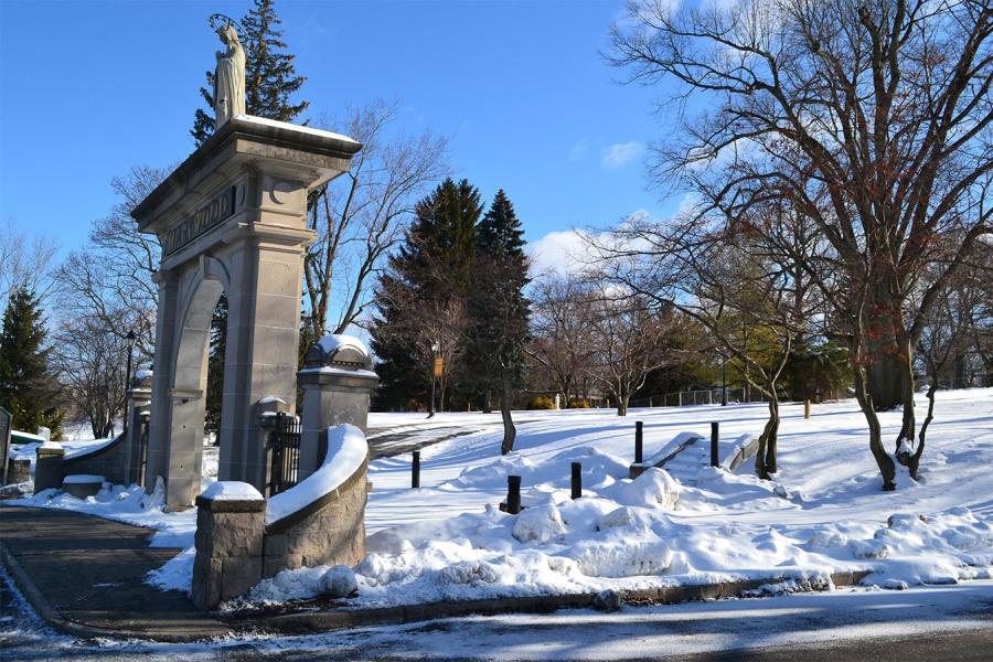 Despite the unimpressive accumulation of snow on the roads, the Marywood campus still saw significant snowfall.