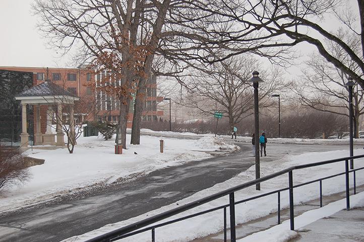 Winter weather causes damage to the roads and parking lots on campus.