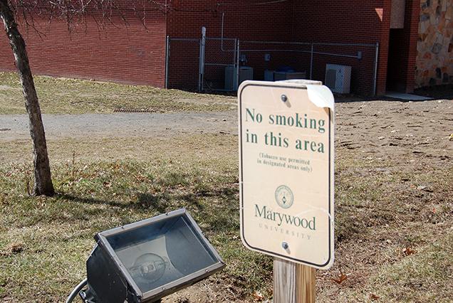 No+smoking+sign+posted+outside+of+the+architecture+building.