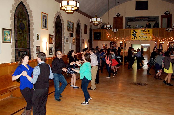 Students gather at Vince Brust Studios for College Dance Night.