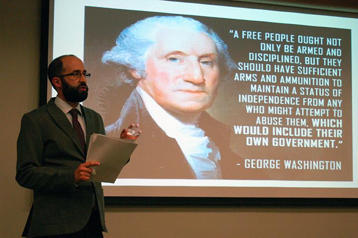 Dr. Adam Shprintzen gives his Constitution Day lecture in the Swartz Center for Spiritual Life. 