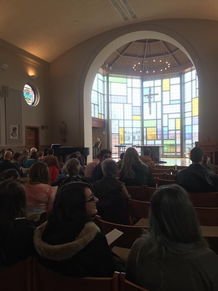 Audience members awaiting the start of the Passion Play