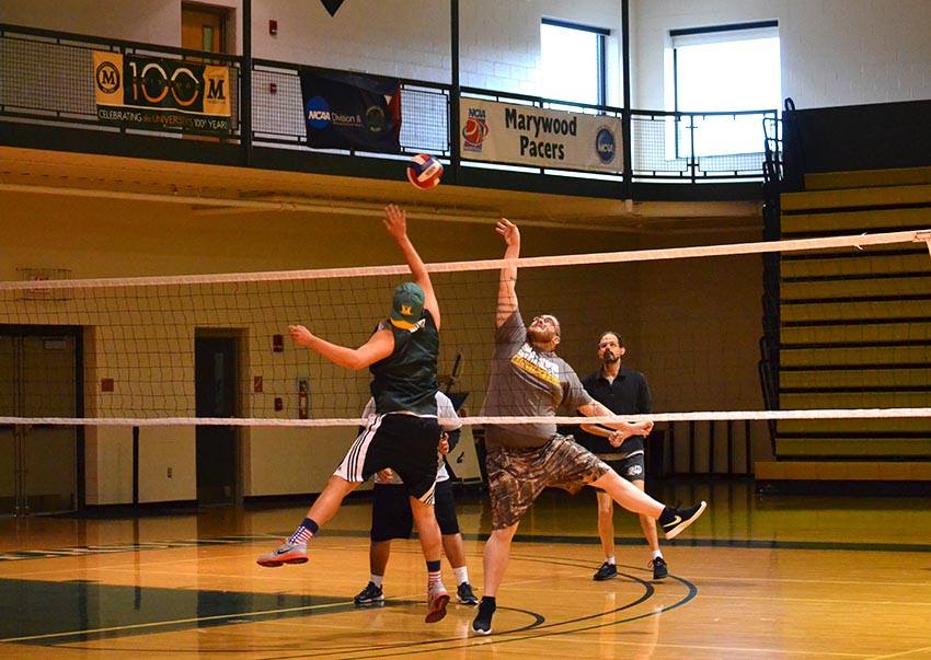 Faculty and students played in SGAs volleyball game on April 6 in the Center for Athletics and Wellness.