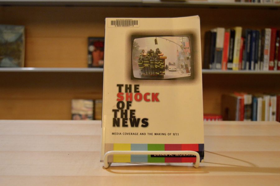 Dr. Brian Monahan's book is displayed in Marywood University's library. 