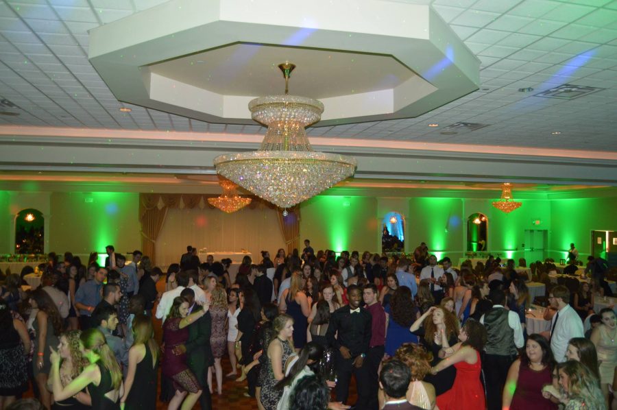 Students gathered on the dance floor. 