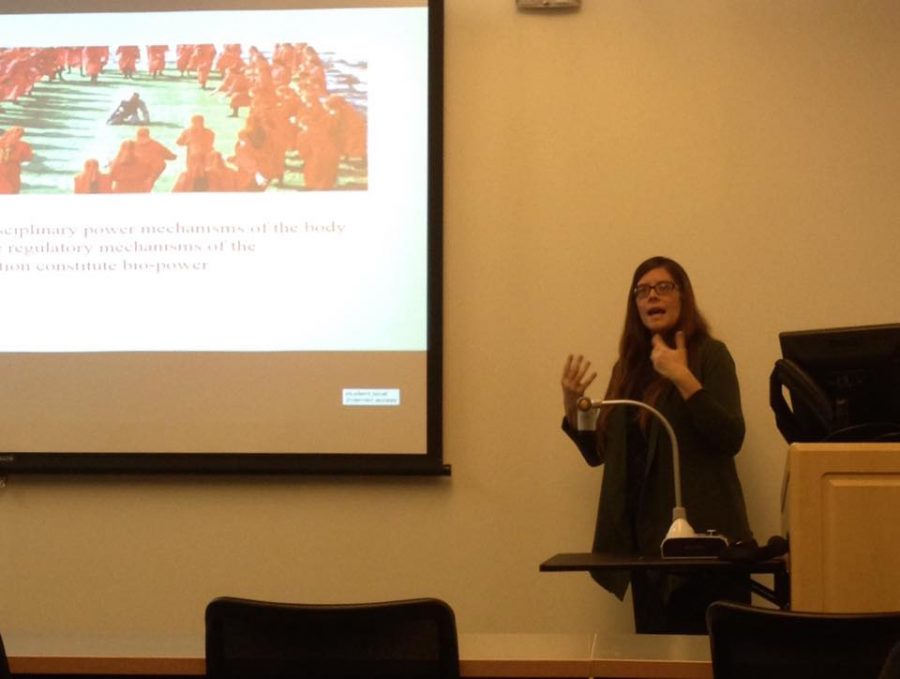 Dr. Samantha Christiansen lectures on "The Handmaid's Tale."