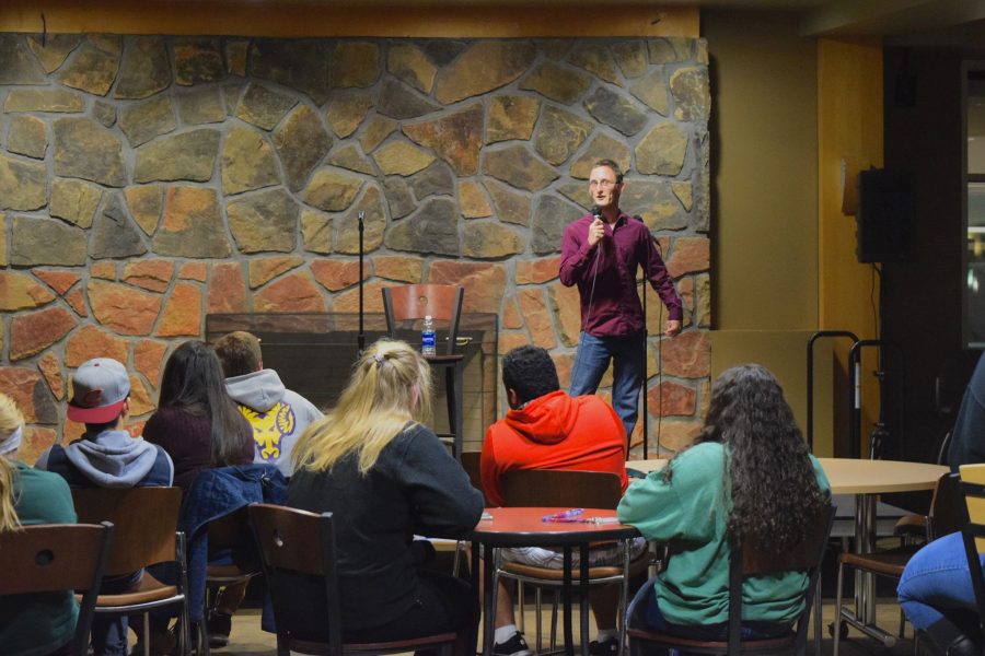 Students filled rows of seats in the Fireplace Lounge for this Student Activities Crew (SAC) event on Friday, Nov. 4.