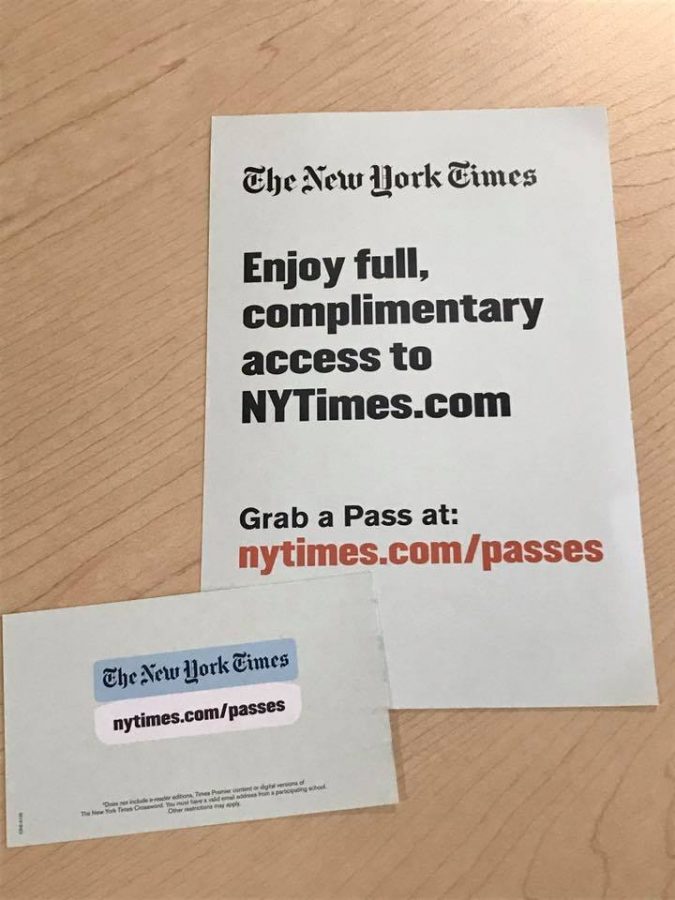 Education Manager at The New York Times Laura Reino handed out flyers during her presentation where she showed faculty and staff how to incorporate The New York Times content into an academic setting.