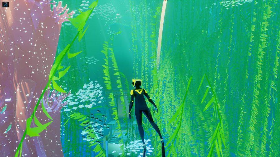 The environment in "Abzû" is rich with plant life and different kinds of marine life.