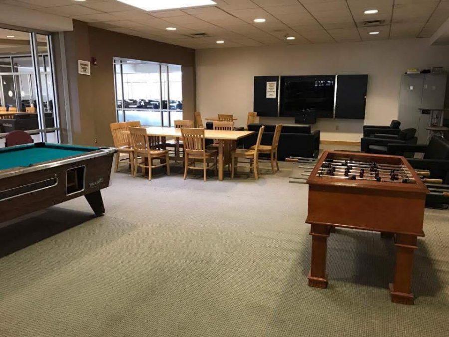 The renovation connected the game room to the Fireplace Lounge.