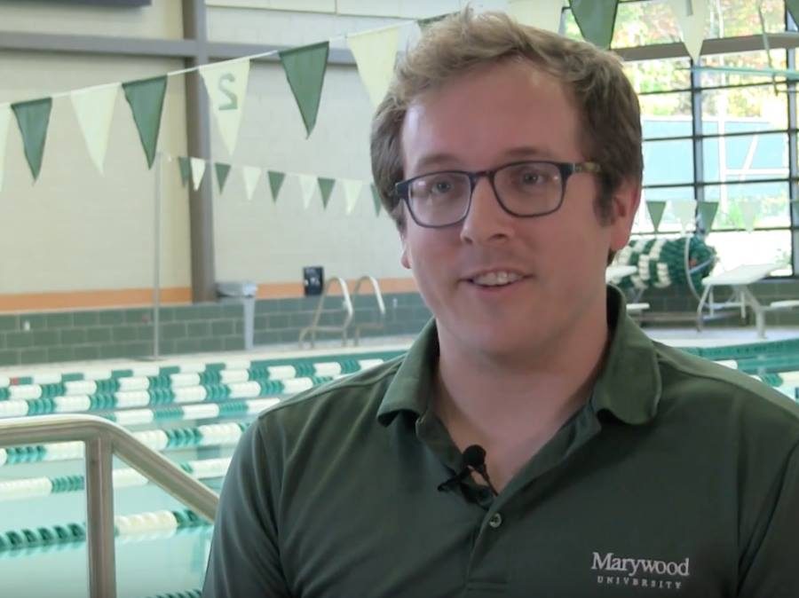 Swimming and diving head coach Noah Beck coached his teams to a fifth place finish at the Landmark Championships.