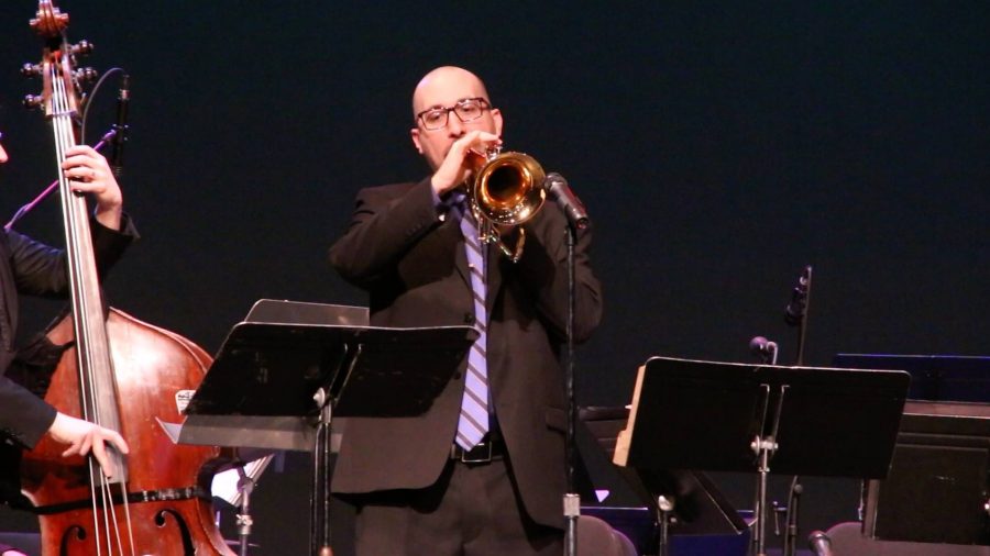 David Jumper performs with the intercollegiate professors on the second night of the Jazz Festival.