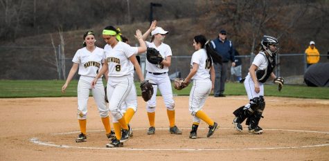 The softball team currently sits as the #2 seed behind only Neumann University in the CSAC standings. Photo courtesy of Marywood Athletics.