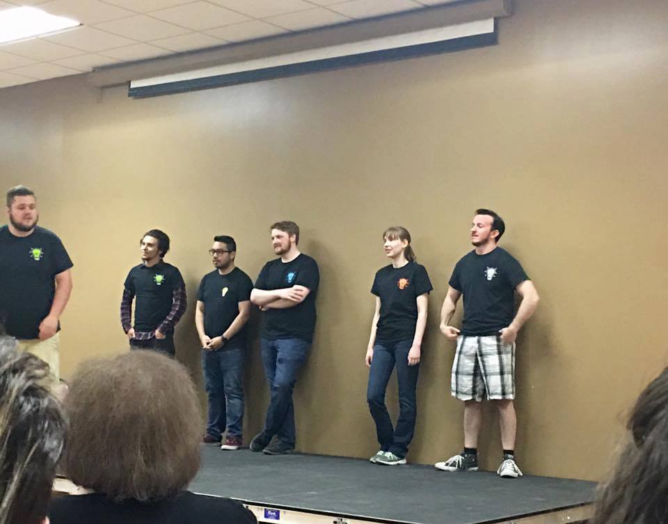 Improv Beyond kept the audiences attention by asking for suggestions throughout the night. 
From left to right: Alex Eiden, Terry Thompson, Dan Huy, Daniel Smith, Sarah Wagner and Travis Murray.  
