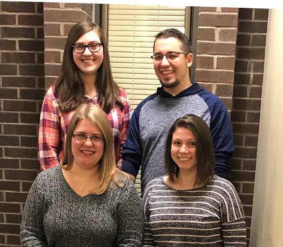 Photo courtesy: Marywood Department of Communication Sciences and Disorders

Marywoods NSSLHA chapter officers include (from back to front) Treasurer Nicole Coombs, Vice President Zachary Lowe, Secretary Kristen Meyer and President Rachel Panick.