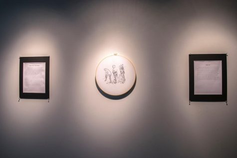 Brzenk's designs hang in the Shields Center for Visual Arts with a biography about Brzenk and her exhibitions.