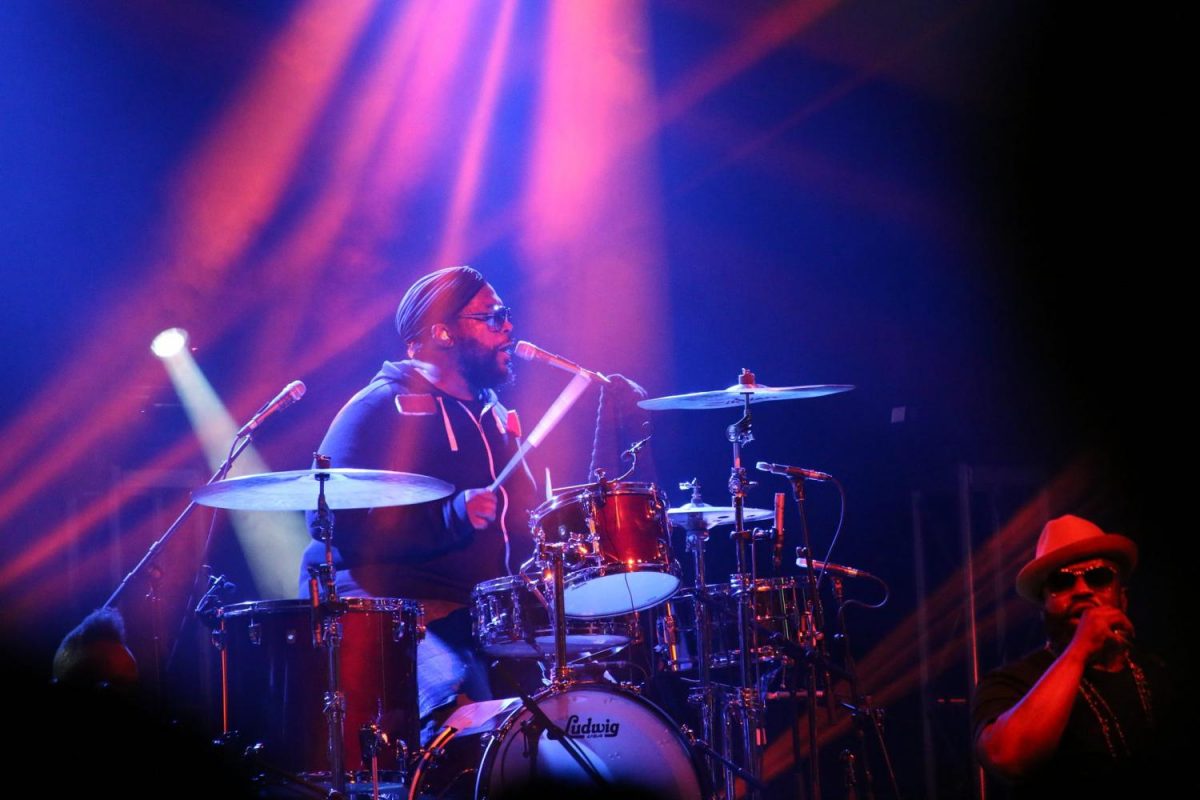 Drummer Questlove performs with The Roots.