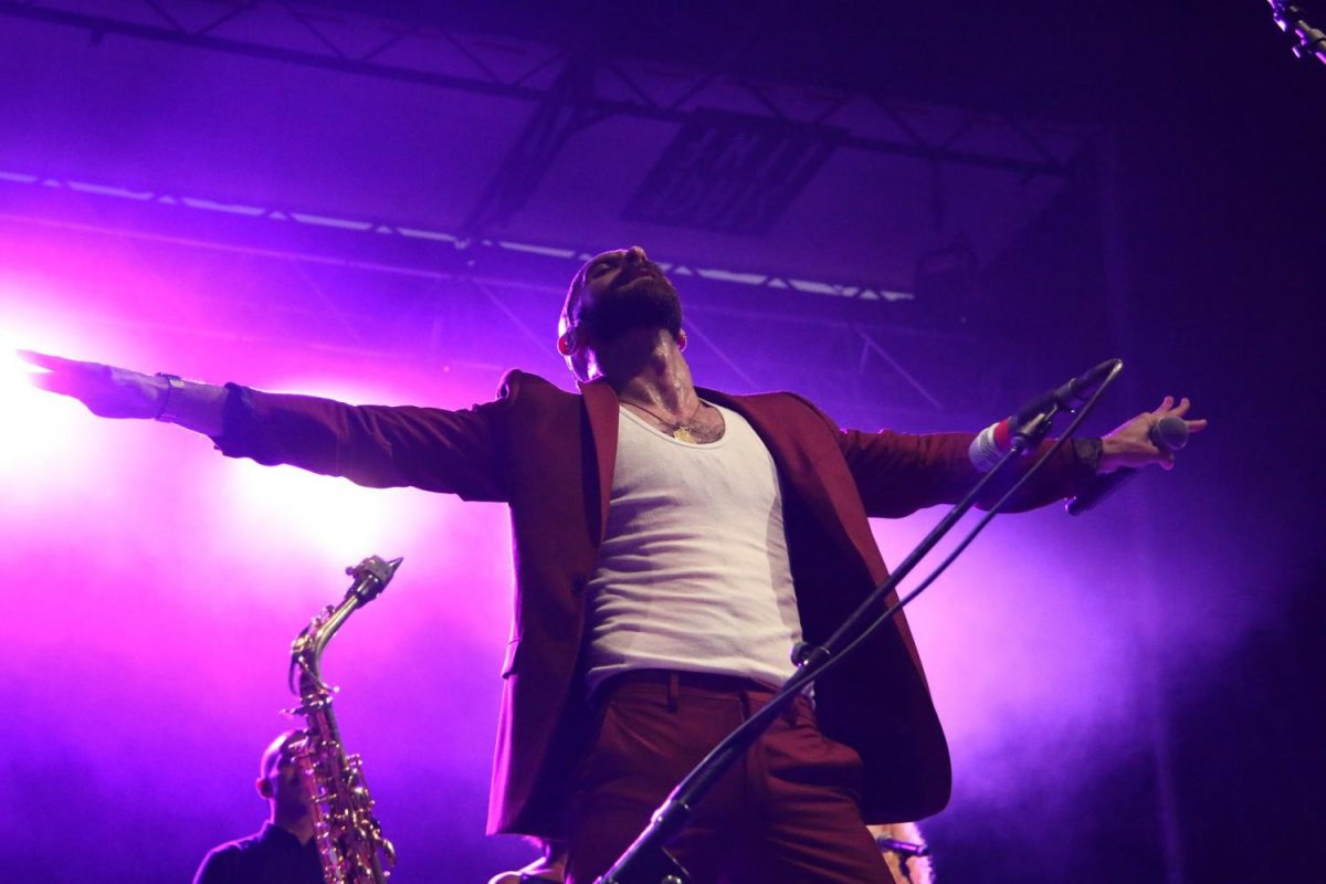 Sam Harris of X Ambassadors pauses during a song.