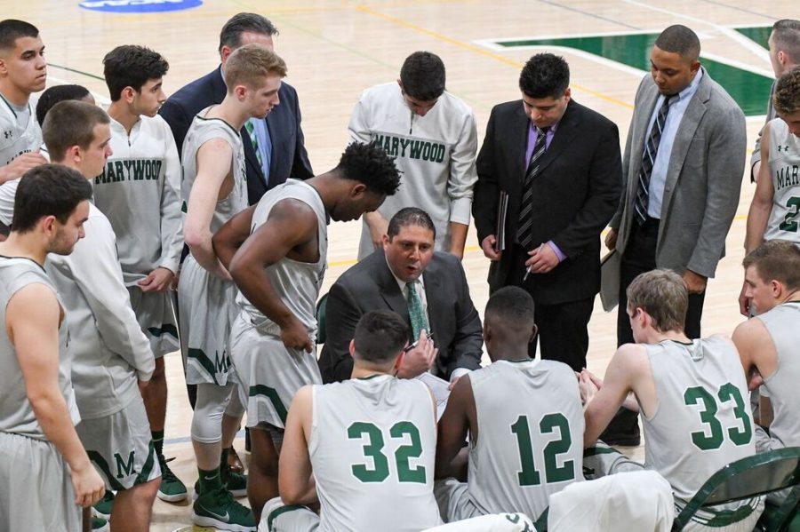 Mens basketball slips to 6-8 in the conference after second-straight blowout loss. Photo credit: Photo courtesy of Marywood Athletics