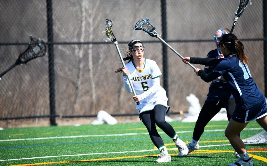 Sam Bussnelli tied the program record for most career assists in a 17-1 rout over Centenary University. Photo credit: Photo courtesy of Marywood Athletics