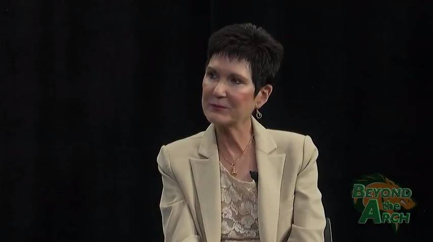 Dr. Mary Jo Gunning gets interviewed on TV-Marywood's Beyond the Arch. Photo courtesy of TV-Marywood