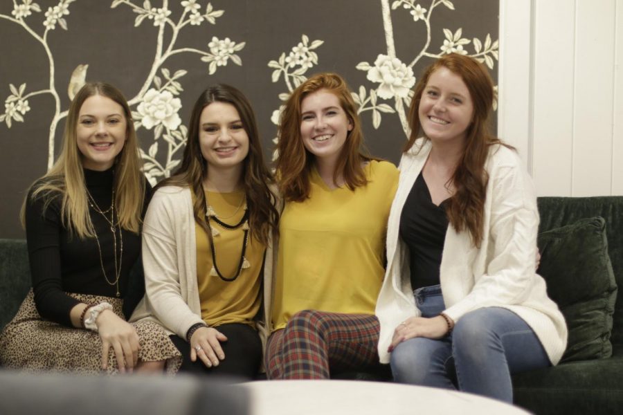 Third year interior architecture students (from left to right) Brenna Heller, Gina Nolan, Teagan Ingalls and Julia Taylor took their designs public at the High Point Market's fall show.