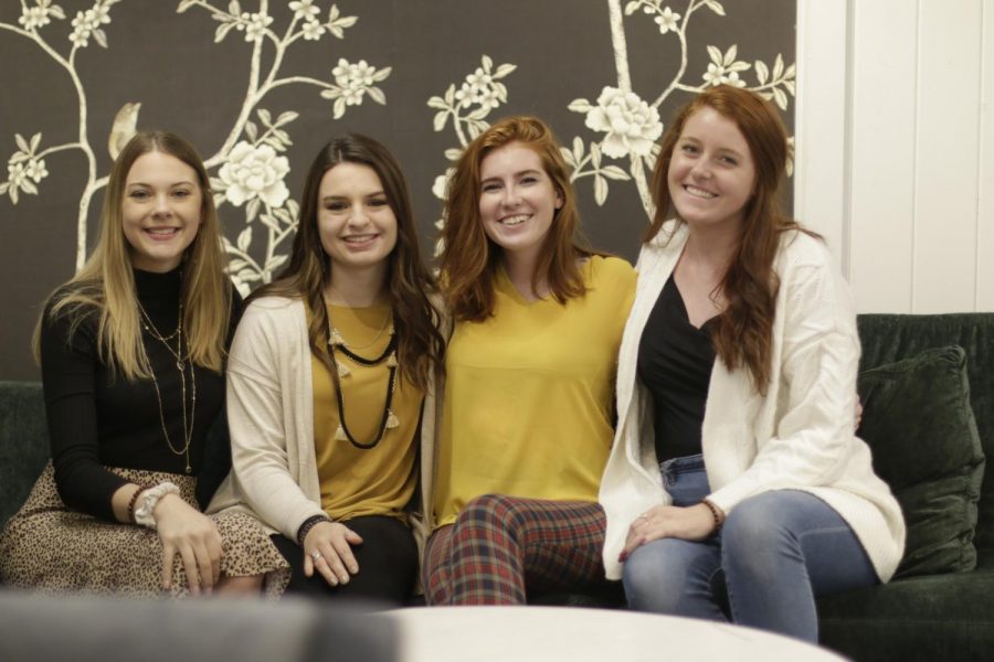 Third year interior architecture students (from left to right) Brenna Heller, Gina Nolan, Teagan Ingalls and Julia Taylor took their designs public at the High Point Markets fall show.