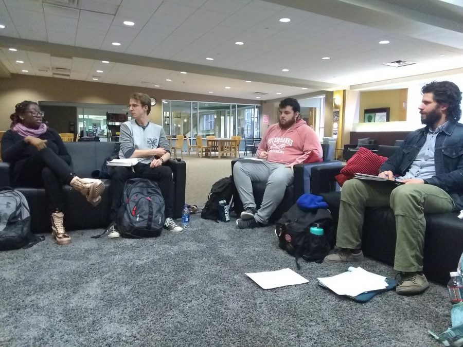 Members of Marywood’s newly formed chapter of YDSA meet to discuss their plans and ideas for the organization this semester. Photo credit: Elizabeth Deroba