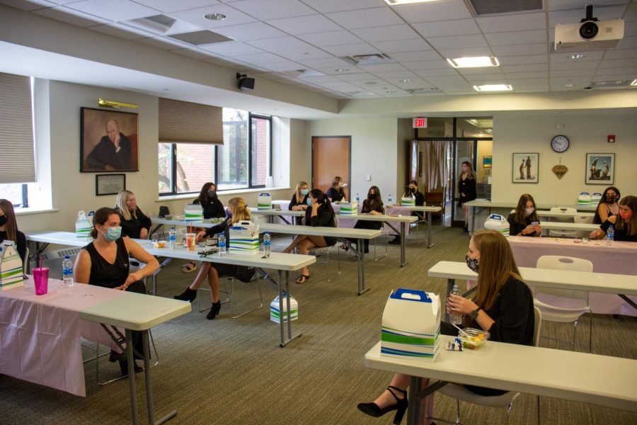 Members of Zeta Phi Delta gathered in the Swartz Center for Spiritual Life for an event. The sorority was founded in 2001.