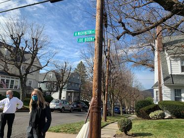 A ceremony was conducted Friday morning at the corner of North Washington Avenue and Fisk Street to dedicate the street to President-elect Joe Biden.