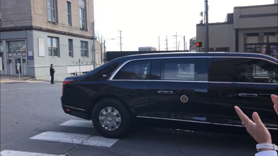 President Biden travels in his motorcade down Lackawanna Avenue to the Electric City Trolley Museum.