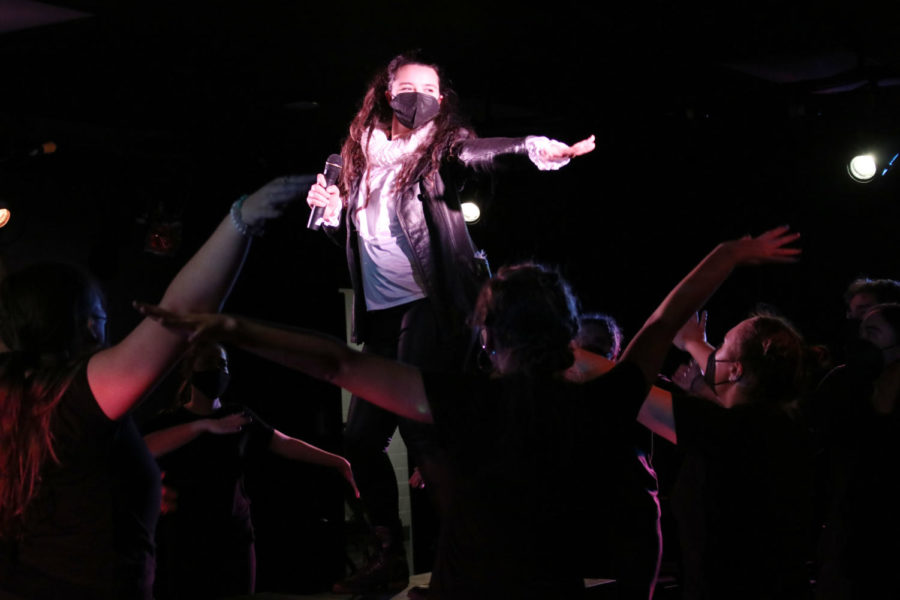 Isabella Snyder (top) and Company perform Will Power from Something Rotten.