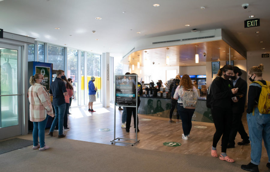 Both the ordering and pickup lines fill up quickly at the Study Grounds cafe.