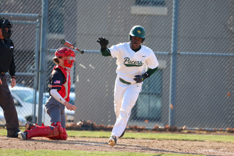 Junior Chris Thomas draws a walk in the Pacers home opener.