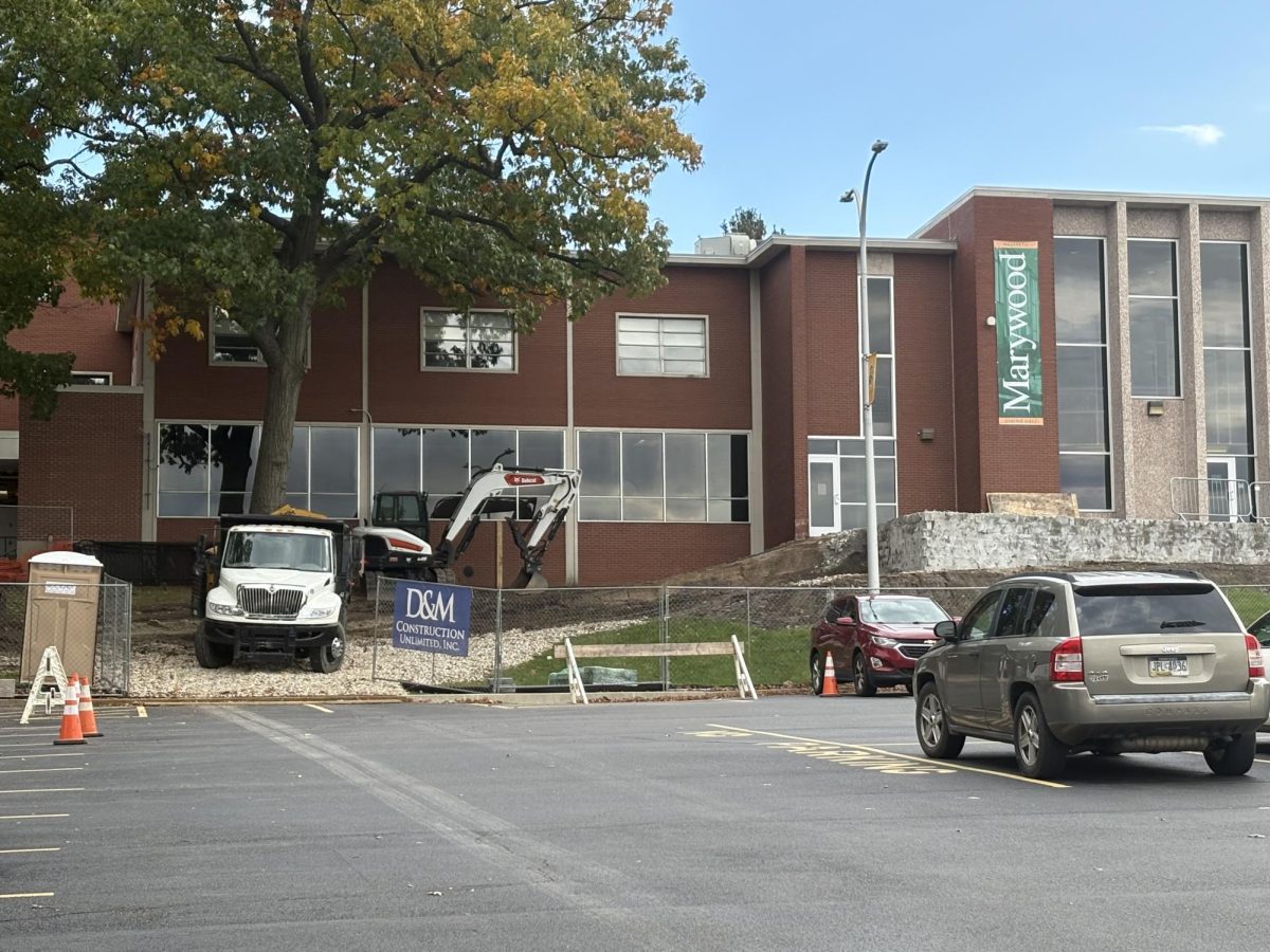 Construction of Pacer Pub has begun in front of Nazareth Dining Hall